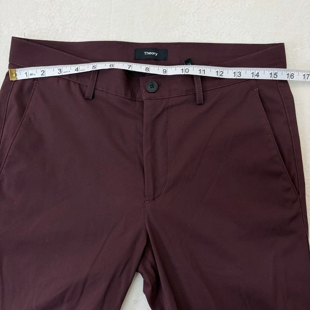 Theory Zaine SW Neoteric Pants Mens 30x32 Burgundy Slim Performance Stretch USA